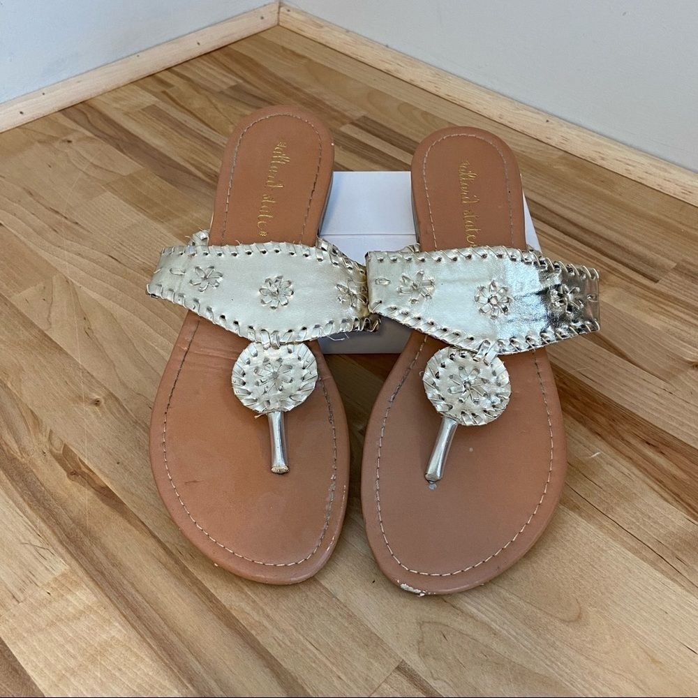 Altar'd State Light Gold 'Rosetta' Style Woven Flat Slide On Sandals Size 8 1/2 - Picture 1 of 10